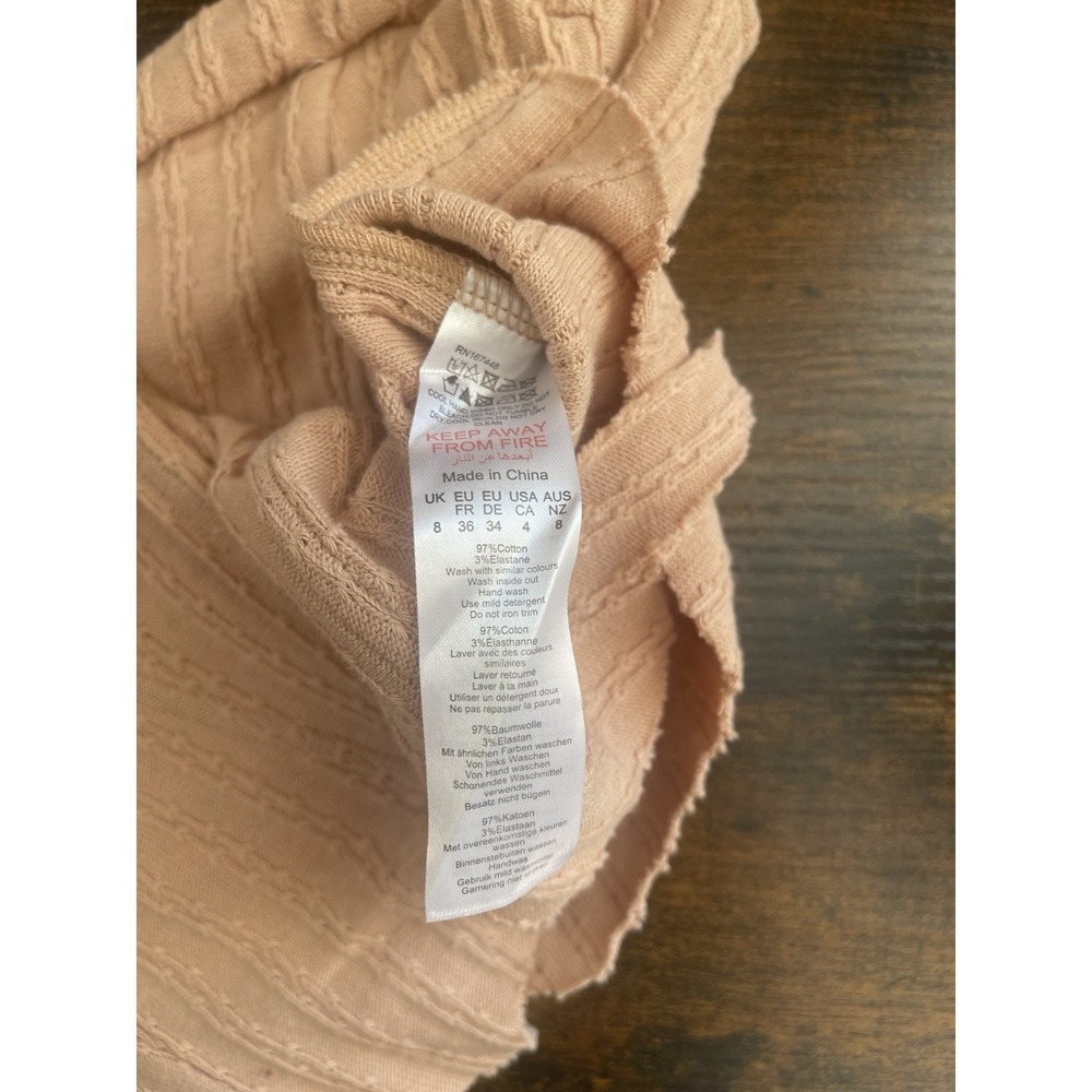 PrettyLittleThing Stone Rib Corset Cup Raw Hem Crop Top NWT Size 4 - Picture 4 of 4